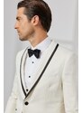 ALTINYILDIZ CLASSICS Men's White Slim Fit Slim Fit Shawl Collar Dobby Vest Tuxedo Suit