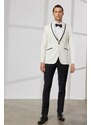 ALTINYILDIZ CLASSICS Men's White Slim Fit Slim Fit Shawl Collar Dobby Vest Tuxedo Suit