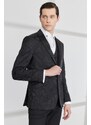 ALTINYILDIZ CLASSICS Men's Black Slim Fit Slim Fit Dovetail Neck Vest Tuxedo Suit