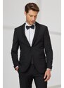 ALTINYILDIZ CLASSICS Men's Black Slim Fit Slim Fit Camouflage Shawl Collar Woolen Tuxedo Suit