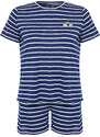 Trendyol Curve Navy Blue Striped Rainbow Printed Knitted Pajamas Set