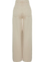 Trendyol Beige Pleated High Waist Seasonal Wide Leg Jeans