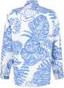 Trendyol Blue Lilies Fabric Patterned Oversize/Wide Fit Woven Shirt