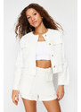 Trendyol White Button Detailed Denim Jacket