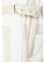 Trendyol White Color Block Belted Oversize Denim Jacket