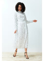 Trendyol White Textured Quality Polka Dot Lined Woven Dress