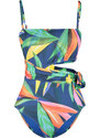 Trendyol Floral Patterned Strapless Cut Out/Windowed Regular Swimsuit