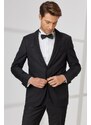 ALTINYILDIZ CLASSICS Men's Black Slim Fit Slim Fit Camouflage Shawl Collar Woolen Tuxedo Suit