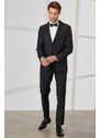 ALTINYILDIZ CLASSICS Men's Black Slim Fit Slim Fit Camouflage Shawl Collar Woolen Tuxedo Suit