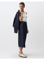 Jimmy Key Dark Indigo Blue Normal Waist Pocket Denim Maxi Skirt