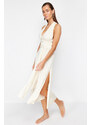 Trendyol Bridal Ecru Belted Maxi Knitted Tie Beach Dress