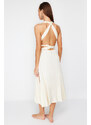 Trendyol Bridal Ecru Belted Maxi Knitted Tie Beach Dress