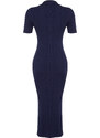 Trendyol Navy Blue Maxi Knitwear Polo Neck Dress