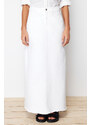 Trendyol White Stitch Detail Maxi Denim Skirt