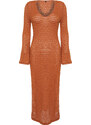 Trendyol Brown Fitted Maxi Knitted Slit Knitwear effect Beach Dress