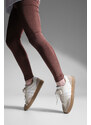 Marjin Women's Sneaker Laced Flat Sole Sports Shoes Thione Beige