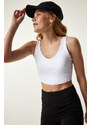 Happiness İstanbul White Strappy Shaper Sports Bra