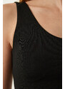 Happiness İstanbul Black Cross Back Detail Shaper Knitted Sports Bra