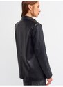 Dilvin 6939 Faux Leather Jacket-black