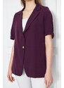 armonika Women's Purple Short Sleeve Two-Button Oversized Jacket