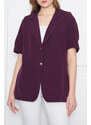 armonika Women's Purple Short Sleeve Two-Button Oversized Jacket