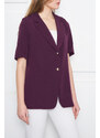 armonika Women's Purple Short Sleeve Two-Button Oversized Jacket