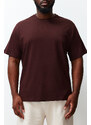 Trendyol Plus Size Brown Regular/Normal Fit Comfortable Basic 100% Cotton T-Shirt