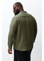 Trendyol Khaki Comfortable Naturally Breathable 100% Lyocell Comfortable Regular Fit Plus Size Shirt