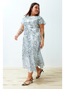 Trendyol Curve Beige A-Line Animal Patterned Woven Dress