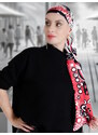 Monika Nowak Hedvábný šátek 90x90cm Růžový punkový vítr, 100% saténové morušové hedvábí 16 mómí, oboustranný digitální tisk, ručně šité okraje