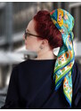 Monika Nowak Hedvábný šátek 90x90cm Cykly přírody, 100% keprové morušové hedvábí 16 mómí, oboustranný digitální tisk, ručně šité okraje