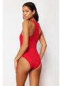 Trendyol Red Halter Neck Textured Regular Swimsuit with Accessories