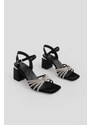 Marjin Women's Stone Heel Evening Dress Shoes Tayla Black