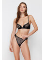 Trendyol Black Shiny Lace Capless Knitted Underwear Set