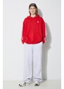 Mikina adidas Originals 3-Stripes Hoodie OS dámská, červená barva, s kapucí, s aplikací, IN8397