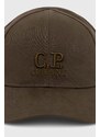 Bavlněná baseballová čepice C.P. Company Gabardine zelená barva, s aplikací, 16CMAC282A006288A