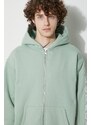 Mikina PLEASURES Oe Zip Up Hoodie pánská, zelená barva, s kapucí, s aplikací, P23W038.MATCHA