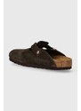 Semišové pantofle Birkenstock Boston dámské, hnědá barva, 1027460