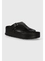 Kožené žabky Birkenstock Gizeh Flex Platform dámské, černá barva, na platformě, 1026874