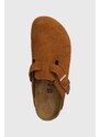 Semišové pantofle Birkenstock Boston dámské, hnědá barva, 1027119