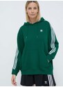 Mikina adidas Originals 3-Stripes Hoodie OS dámská, zelená barva, s kapucí, s aplikací, IN8400