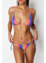 Trendyol Gradient Patterned Triangle Gimped Brazilian Bikini Set