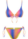 Trendyol Gradient Patterned Triangle Gimped Brazilian Bikini Set