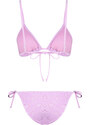 Trendyol Pink Triangle Tied Textured Regular Bikini Set