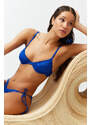 Trendyol Saxe Blue Balconette Textured Bikini Top