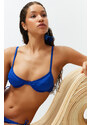 Trendyol Saxe Blue Balconette Textured Bikini Top