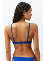 Trendyol Saxe Blue Balconette Textured Bikini Top