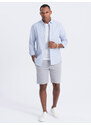 Ombre Clothing Pánské strukturované pletené šortky SLIM FIT - světle šedé V4 OM-SRCS-0126