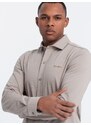 Ombre Clothing Pánská bavlněná košile REGULAR z jednoduchého žerzejového úpletu - popel V5 OM-SHCS-0138