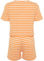 Trendyol Orange Rainbow Printed T-shirt-Shorts Knitted Pajamas Set